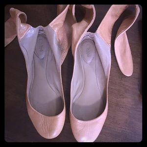 Chloe leather tie ankle ballet flats